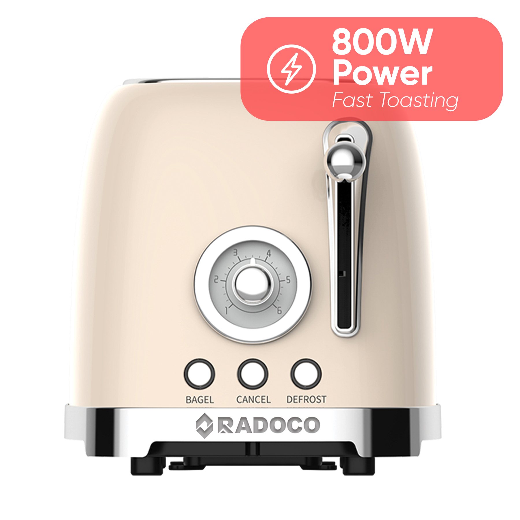 RADOCO Retro 2-Slice Toaster RD-LT3300 — Cream — highlight 2