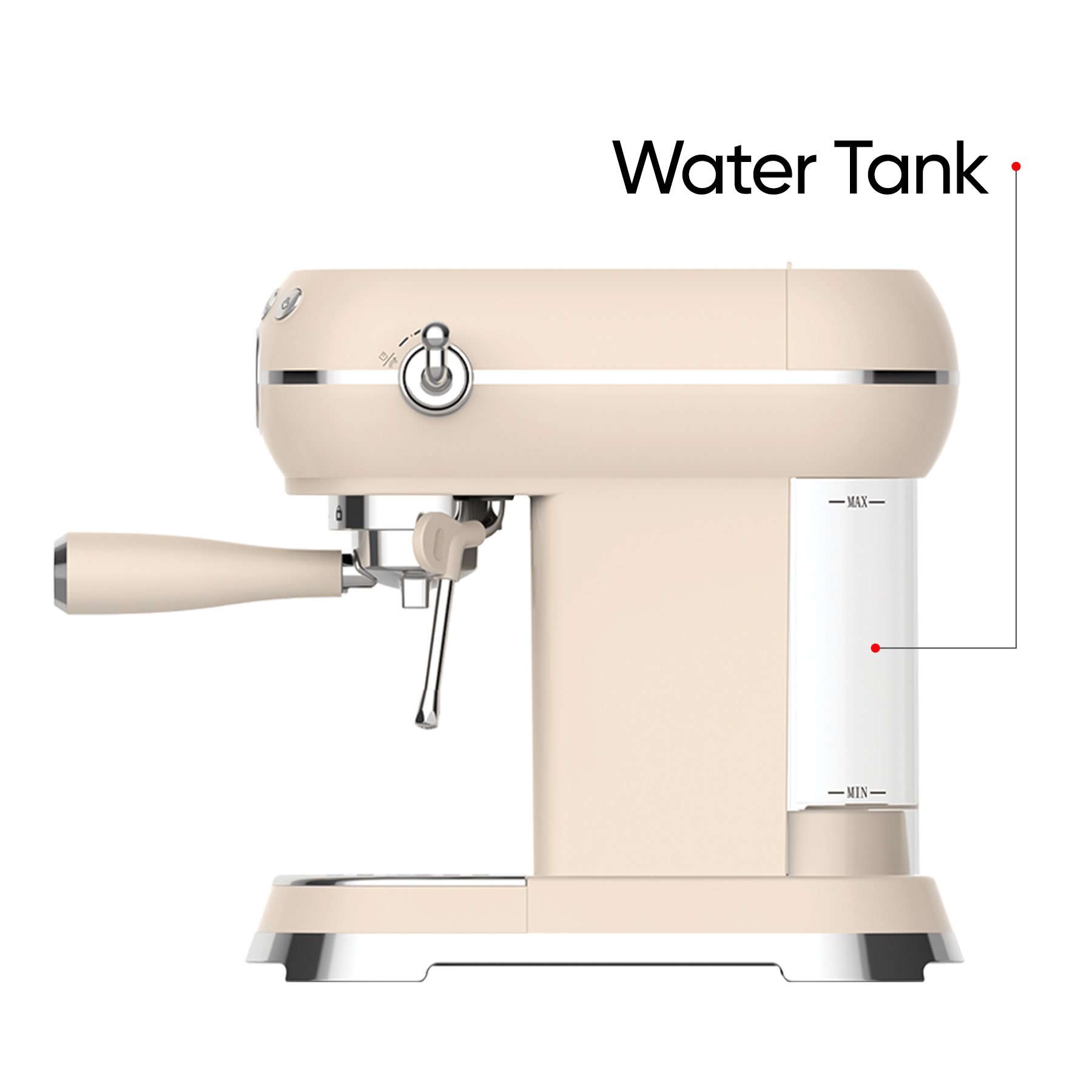 RADOCO Retro Espresso Machine RD-LE6400 — Glossy Cream — highlight 3
