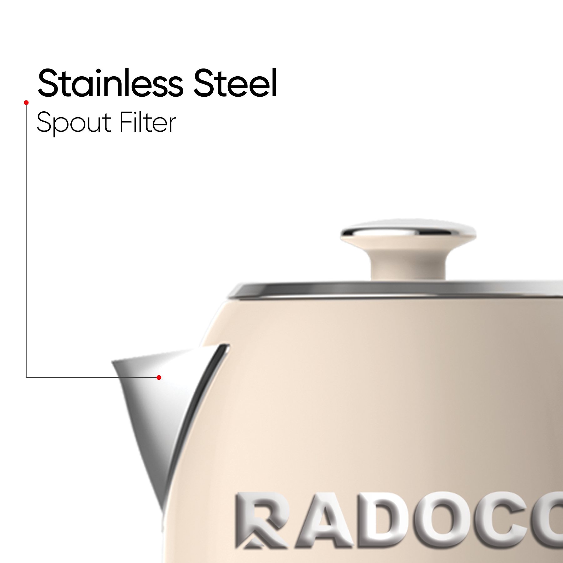 RADOCO Retro Kettle RD-LK1309 — Cream — highlight 4