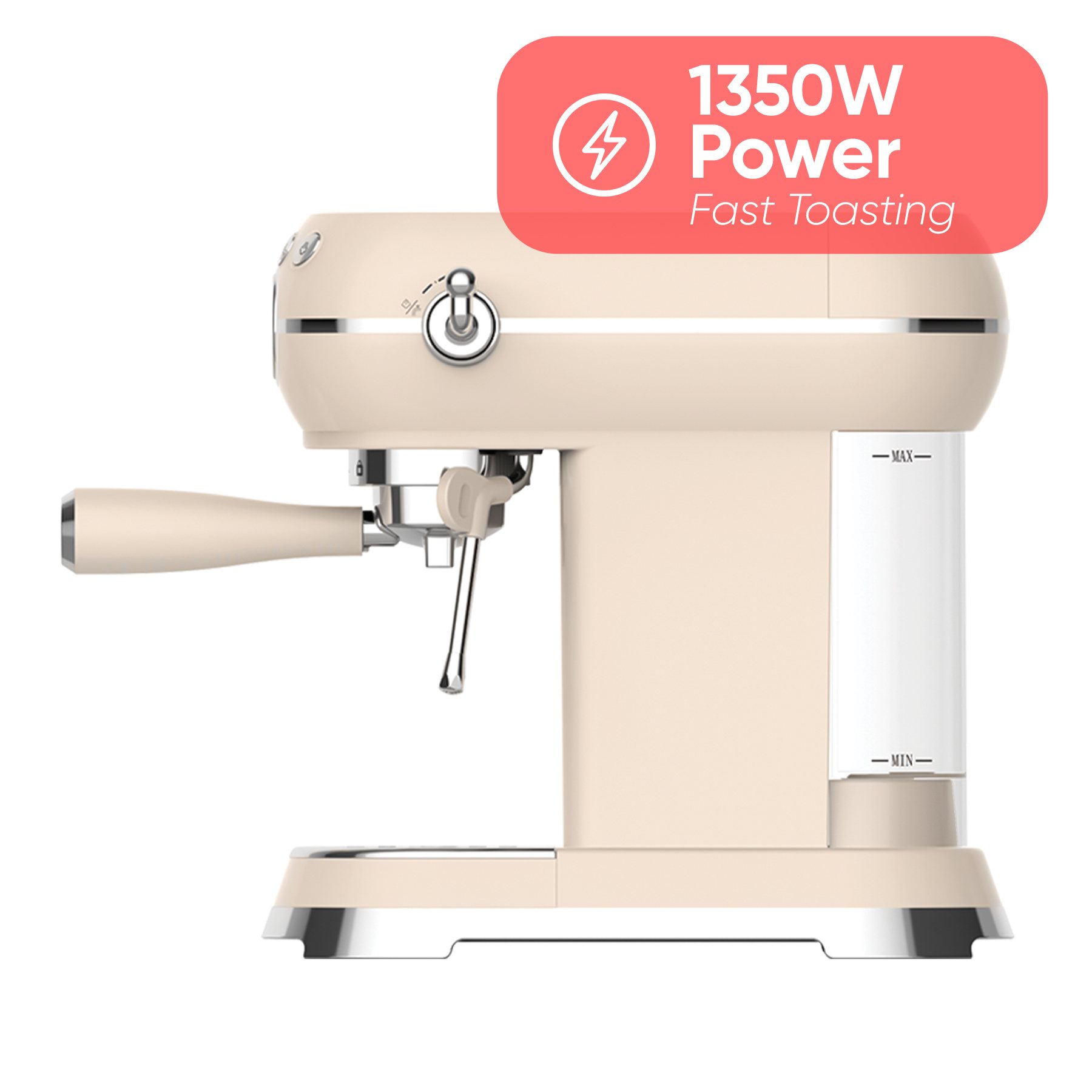RADOCO Retro Espresso Machine RD-LE6400 — Glossy Cream — highlight 1