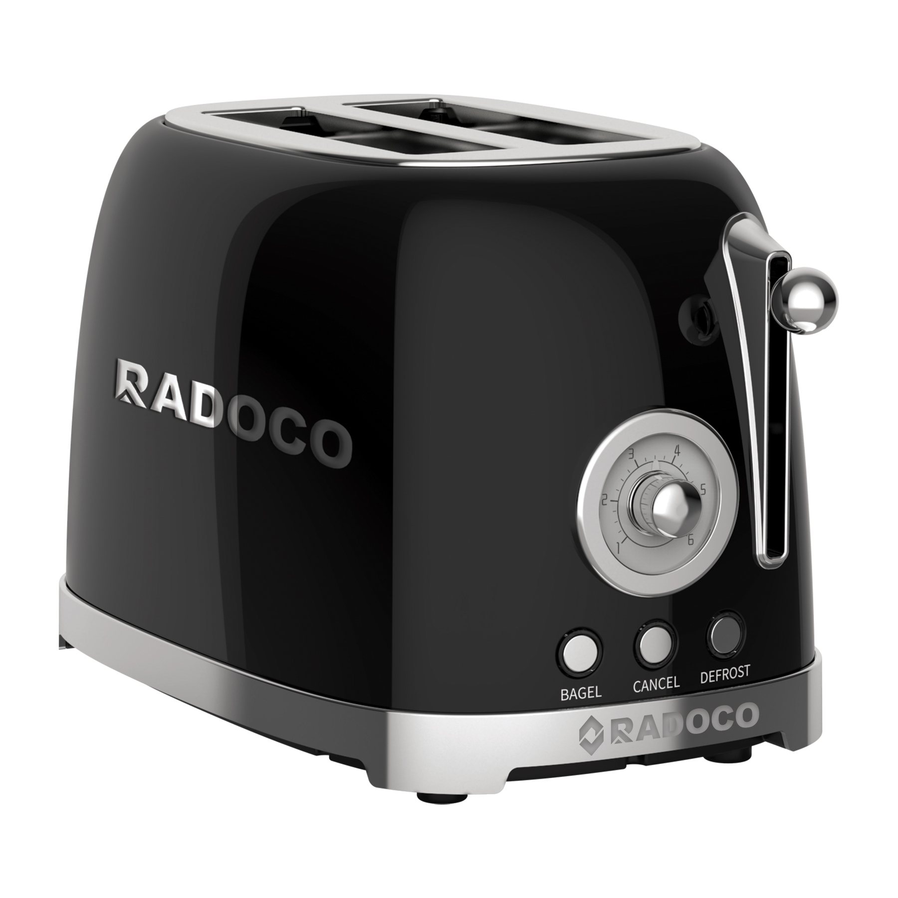 RADOCO Retro 2-Slice Toaster RD-LT3300 — Glossy Black