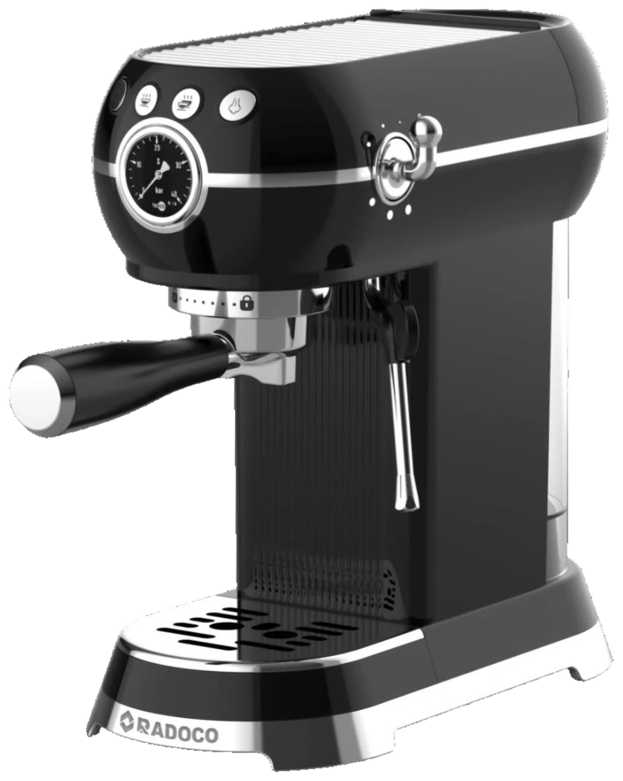 RADOCO Retro Espresso Machine RD-LE6400 — Glossy Black