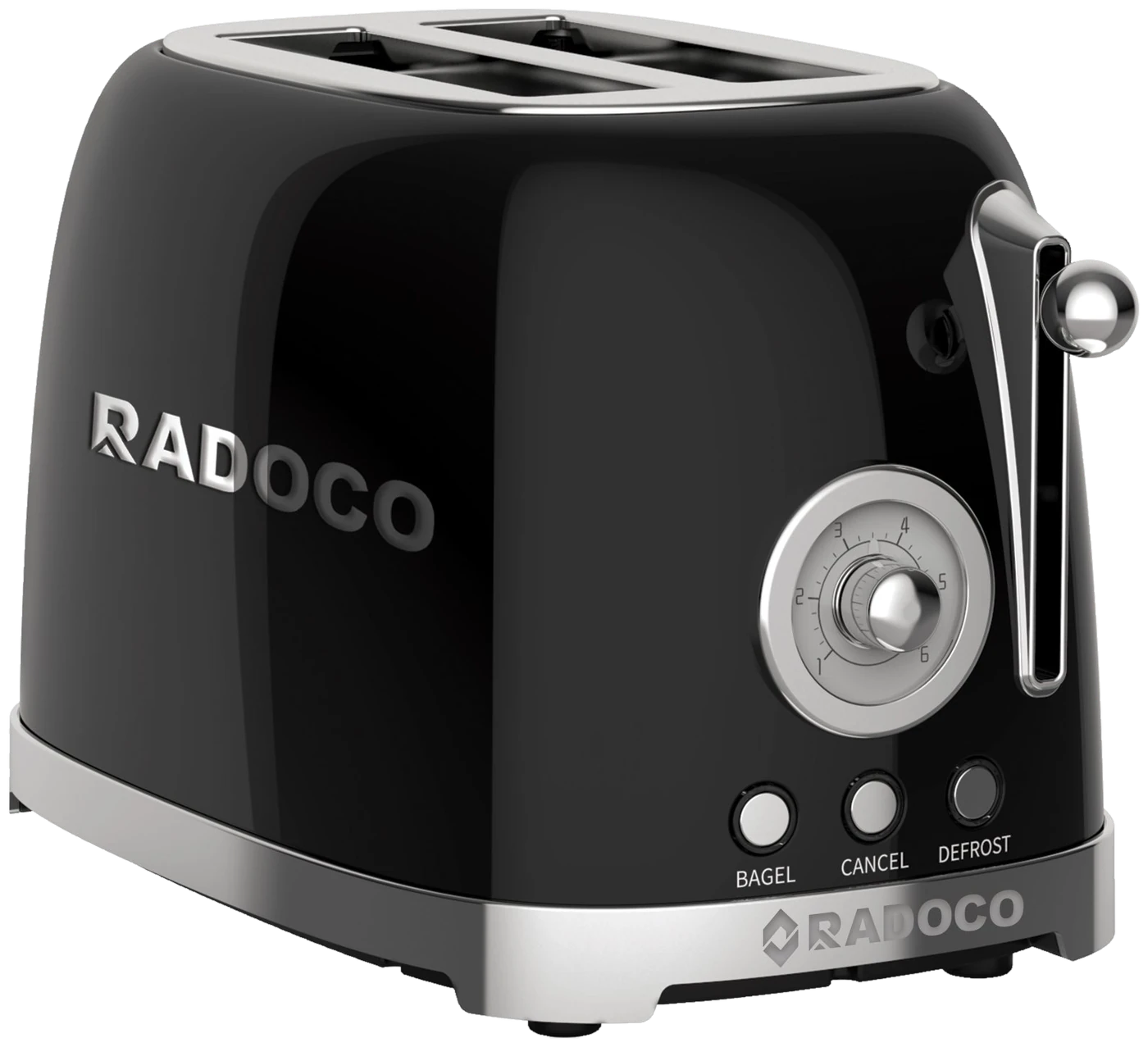 RADOCO Retro 2-Slice Toaster RD-LT3300 — Glossy Black