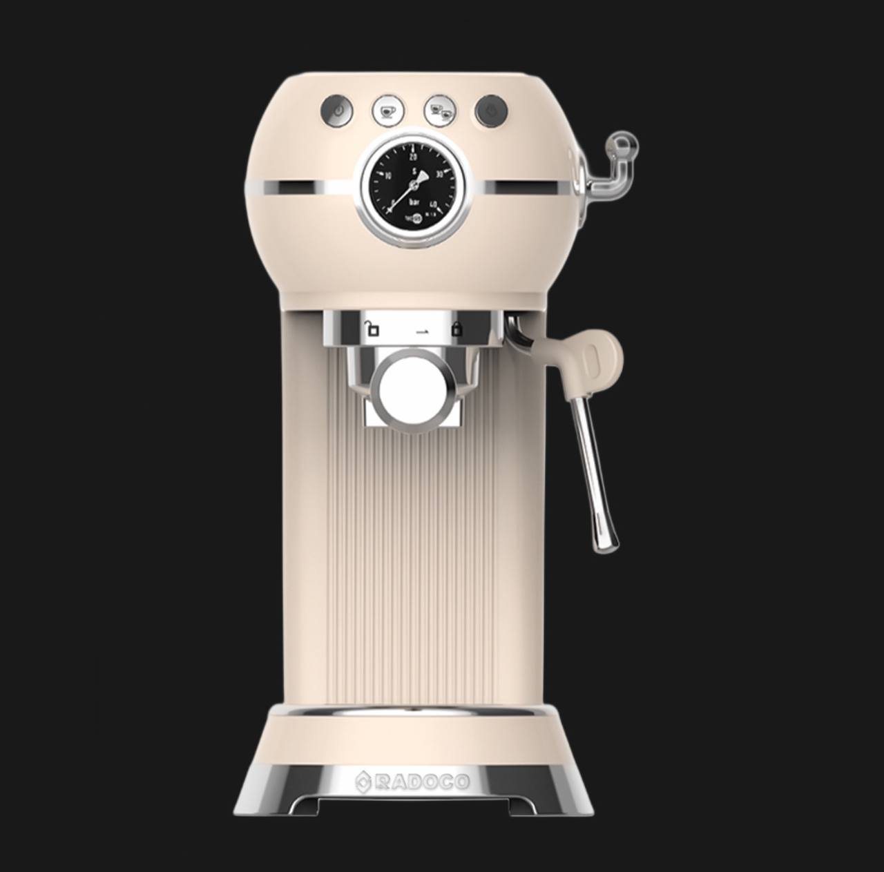 RADOCO Retro Espresso Machine RD-LE6400 — Glossy Cream